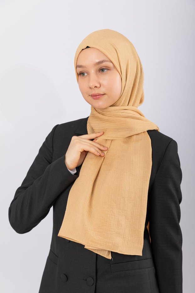 Natural Crepe Shawl - Honey