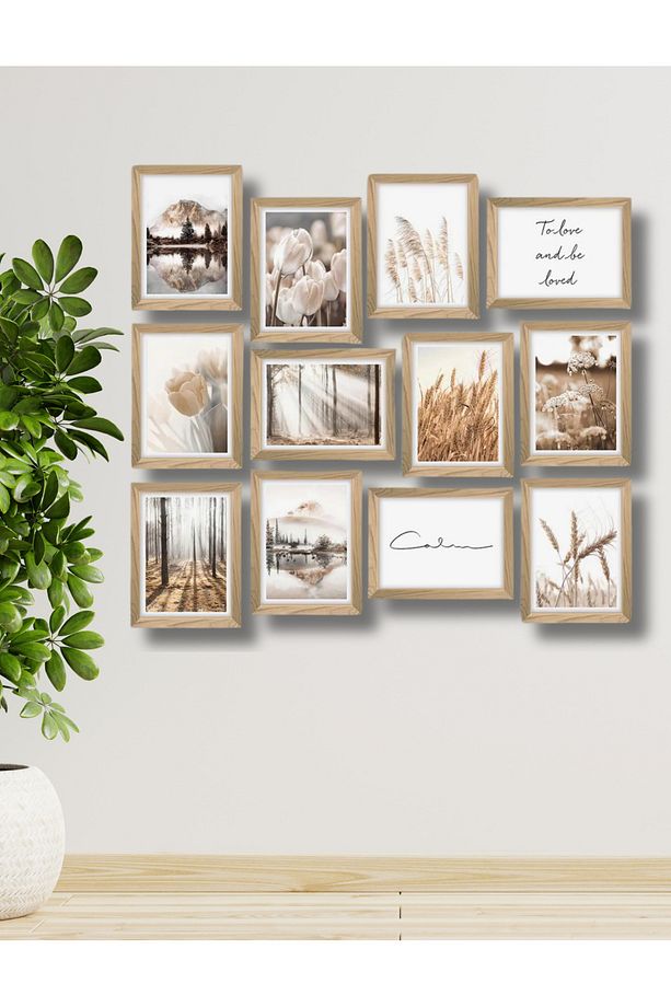 12 Parça Ahşap Çerçeve Görünümlü To Love Duvar Dekoru Salon Oturma Yatak Odası için 15x20 Tablo Seti - 3