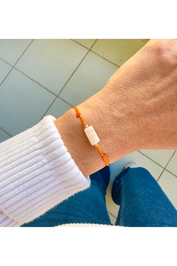 Genuine Natural Moonstone Orange Affirmation Luck Bracelet