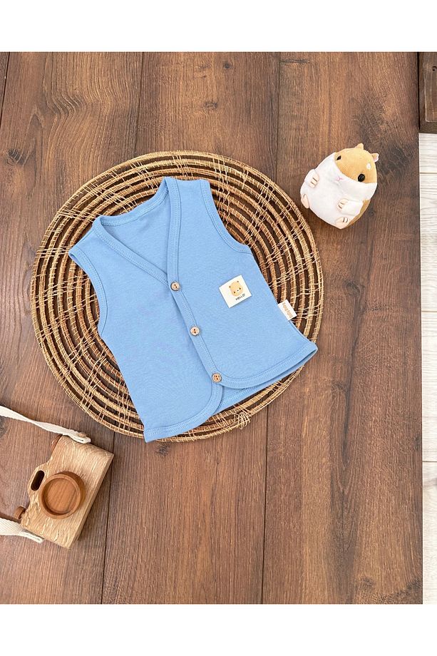 Bebek Yelek 2li Set %100 Organik Pamuk Yumuşak Doku Mevsimlik Unisex Yelek - 3