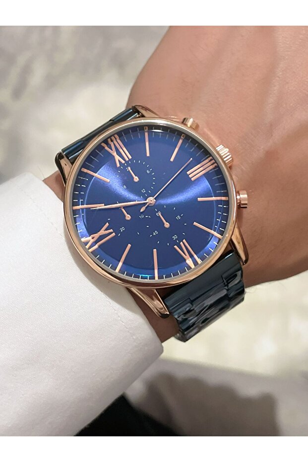 Stylish Steel Cord Men's Wrist Watch with Roman Numerals