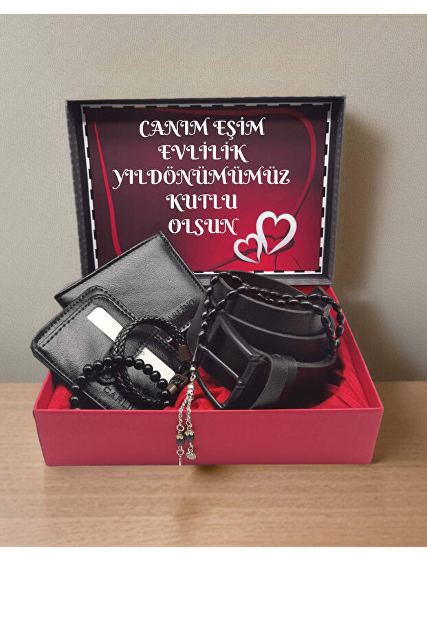 Wedding Anniversary Gift Wallet Belt Card Holder Bracelet Rosary Set