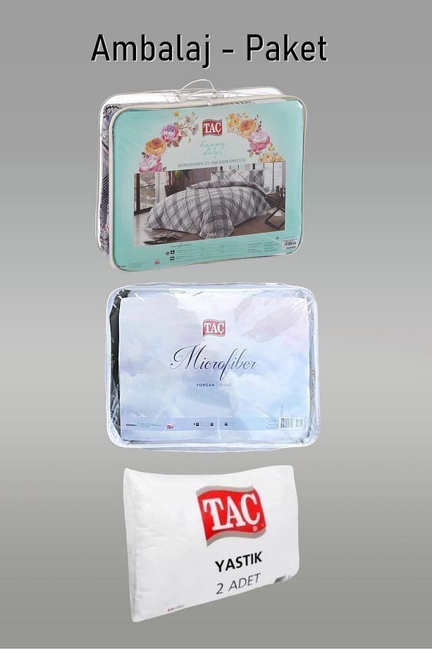 Floyd Mavi 4 Mevsim Çok Amaçlı Kapitoneli Tek Kişilik Set + Yorgan + Yastık - 4