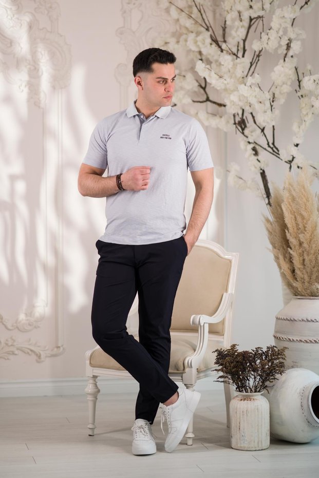 Polo Collar Buttoned Cotton Summer Men's T-Shirt