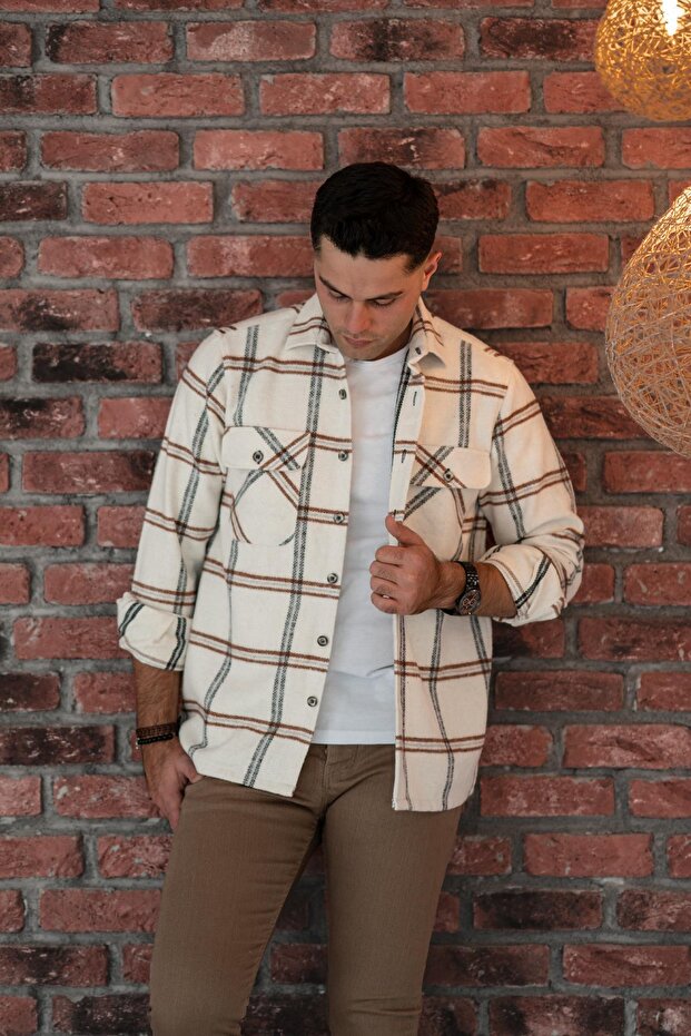 Oversize Plaid Double Pocket Men's Lumberjack Shirt