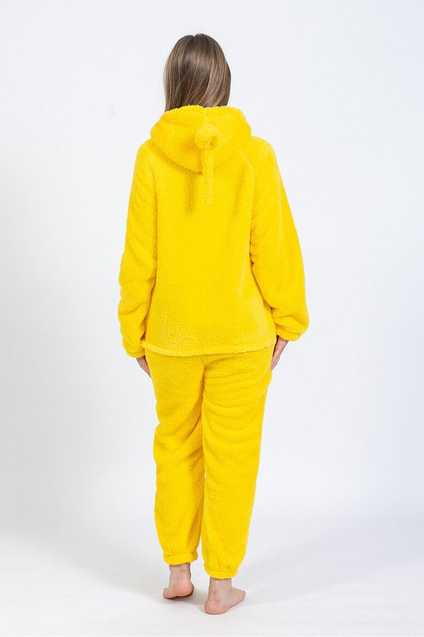 Merimu Kadın Boydan Fermuarlı Sarı Teletabi Model Tulum Pijama Takımı - 4