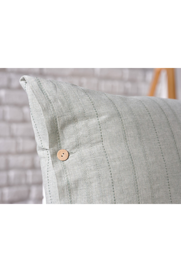 İpliği Boyalı Serisi Mabel Tek Kişilik Nevresim Takımı - Yeşil - 8