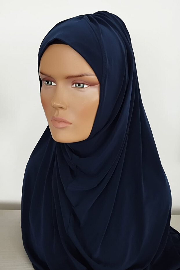 Ready Turban Bonnet Back Pleated Ready Scarf Women's Hijab Bonnet Headscarf Halter Neck Bonnet Navy