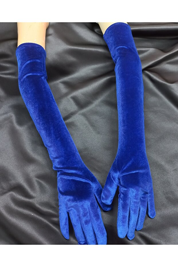 Elisabeth kadife opera eldiven saks mavi - 5