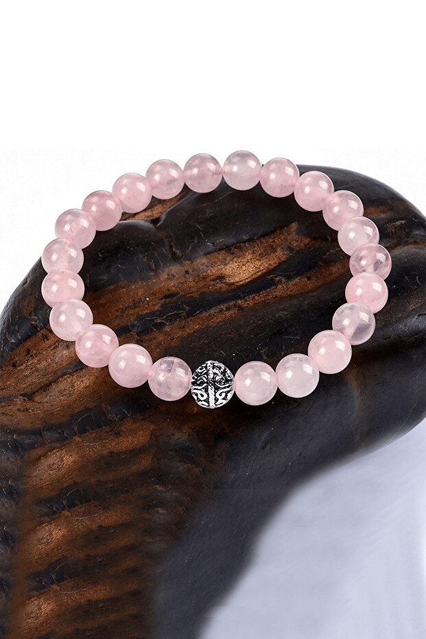 Certified Natural Light Pink Quartz Stone Bracelet (SILVER APPARATUS)