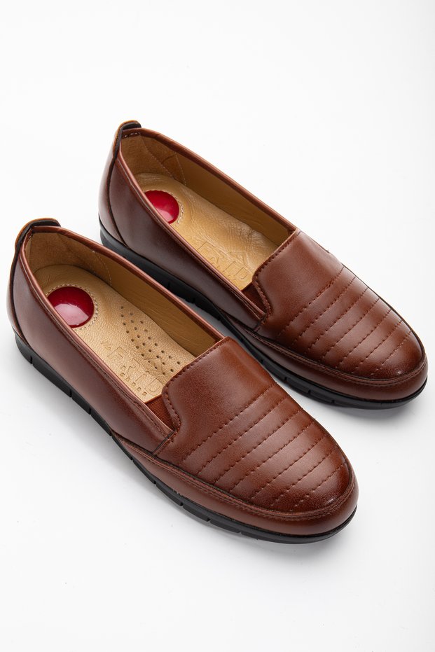 Wrst1071 Heel Gel Inside Genuine Leather Orthopedic Low Sole Mother Shoes Wrst1071