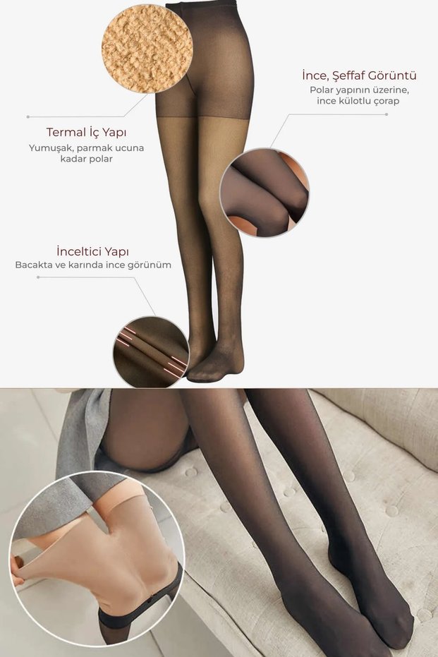 Skin Appearance Magic Thermal Plush Black Pantyhose