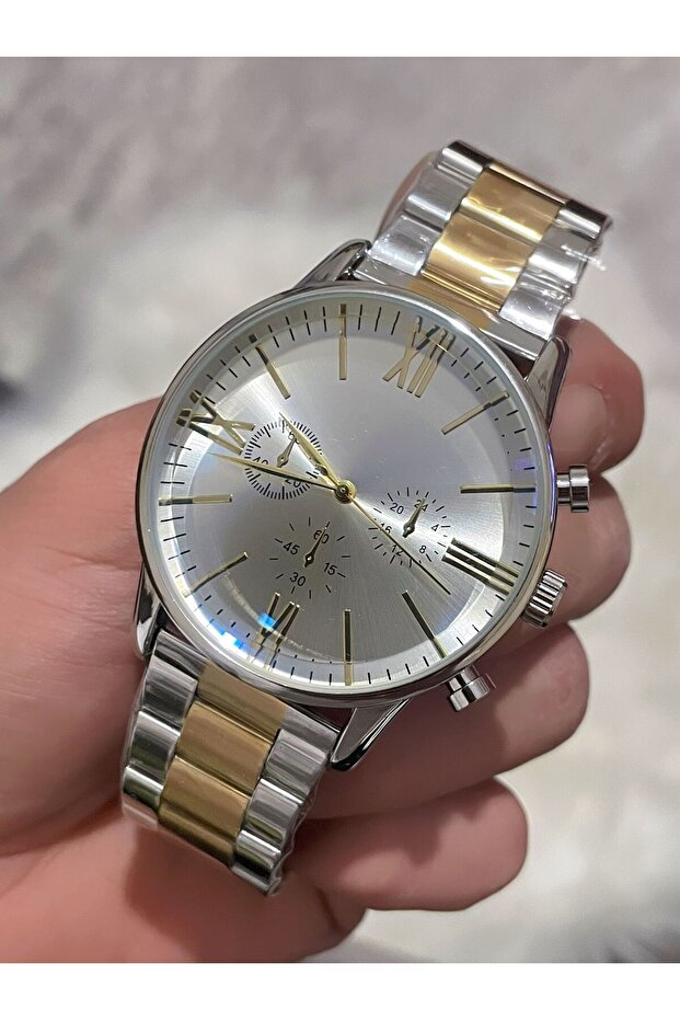 Stylish Steel Cord Men's Wrist Watch with Roman Numerals