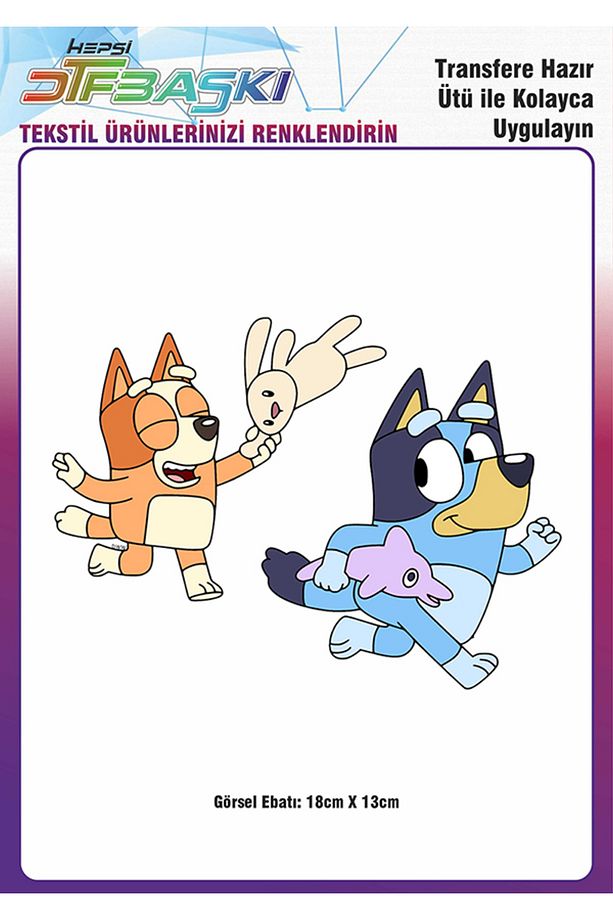 Bluey Ütü ile Yapışan Tekstil DTF Baskı - 1
