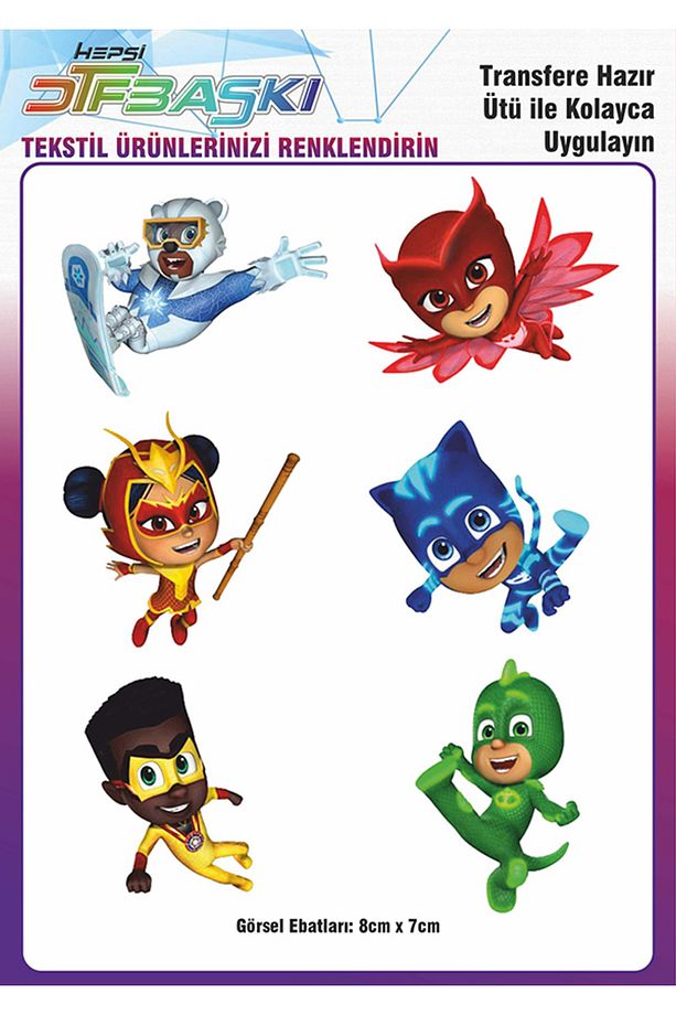 Pj Masks Pijamaskeliler Ütü ile Yapışan Tekstil DTF Baskı - 1