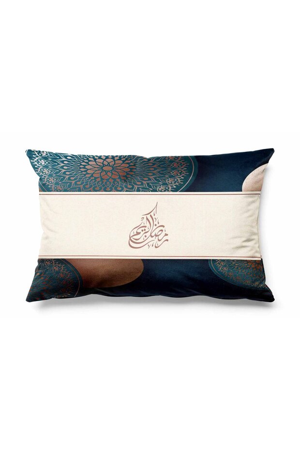غطاء وسادة رمضان مستطيل منقوش من لوكس مصنوع من جلد الغزال مطبوع على الوجهين - 1