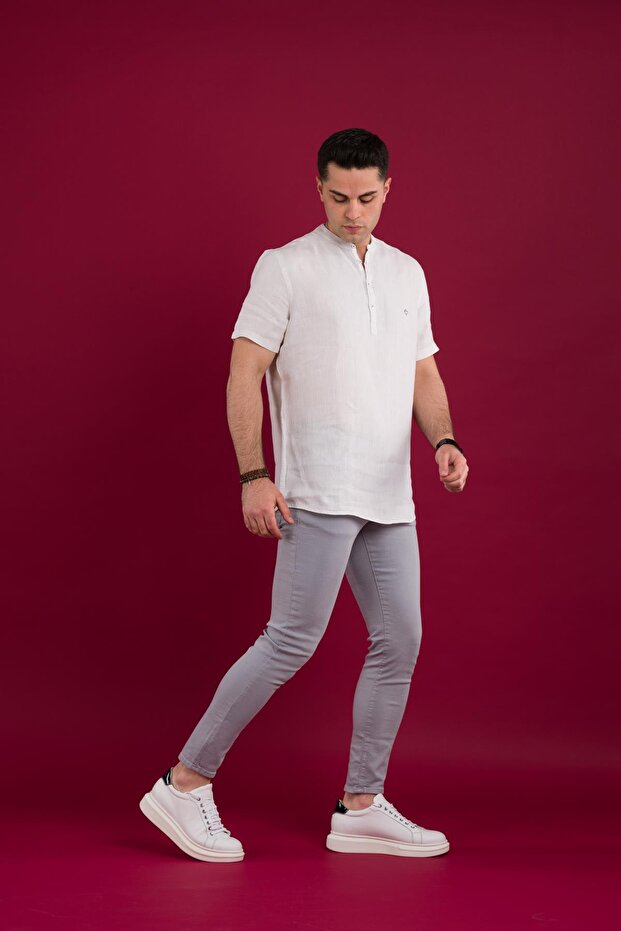 Paul Martin Regular Fit Crew Neck Men's Linen Shirt