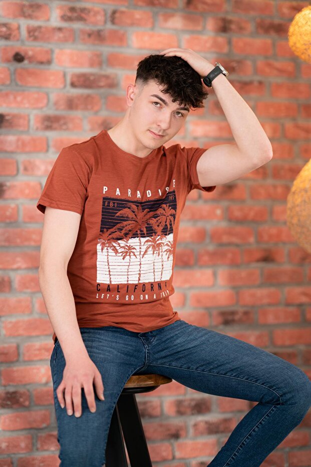 Jeans Patterned Slimfit Cotton Men's T-shirt