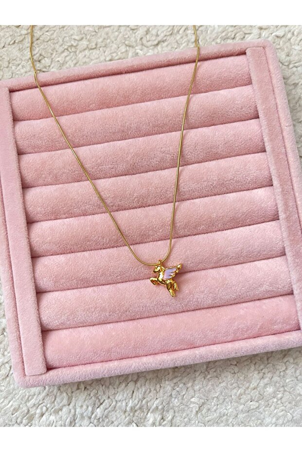 Kanatlı Uçan At Çelik Kolye - 3