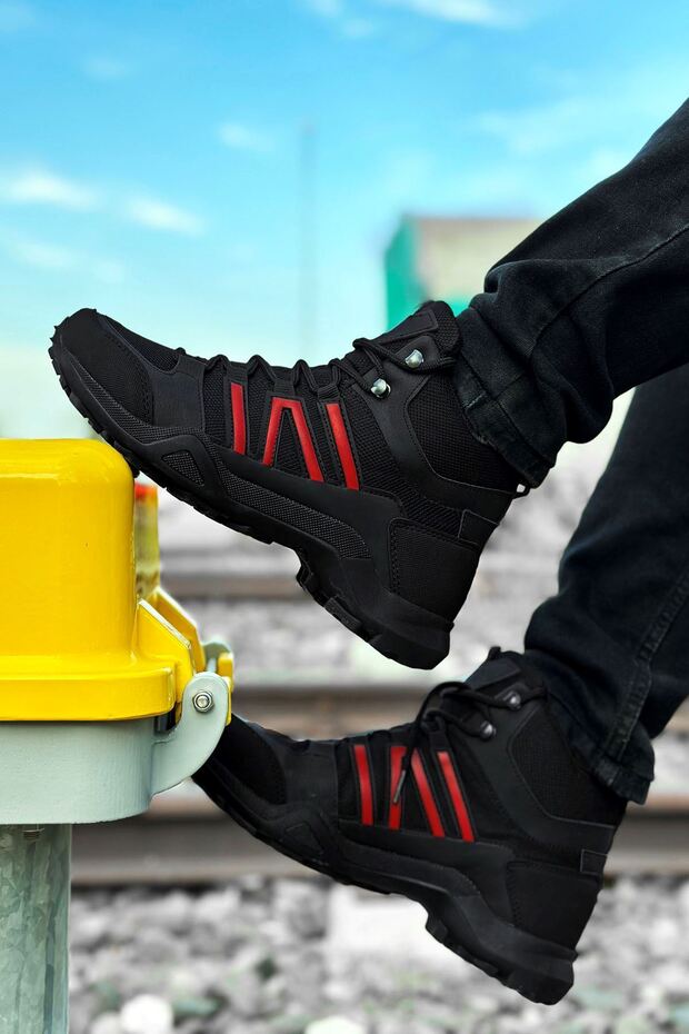 Black Red Outdoor Trekking Men's Sports Boots