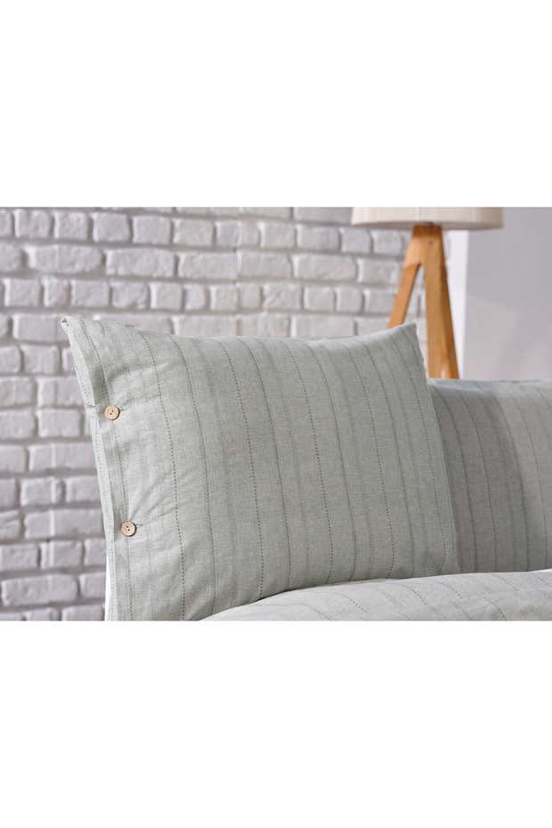 İpliği Boyalı Serisi Mabel Tek Kişilik Nevresim Takımı - Yeşil - 5