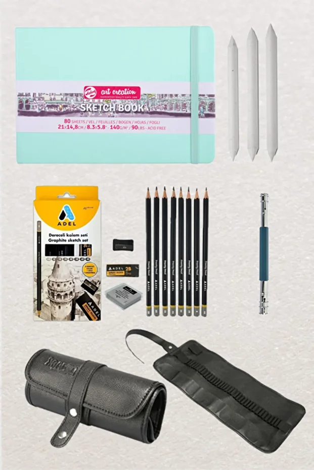 Sketch Starter Set Charcoal Notebook Set Drawing Set Charcoal Starter Set Art Creation 17 PIECES - 1