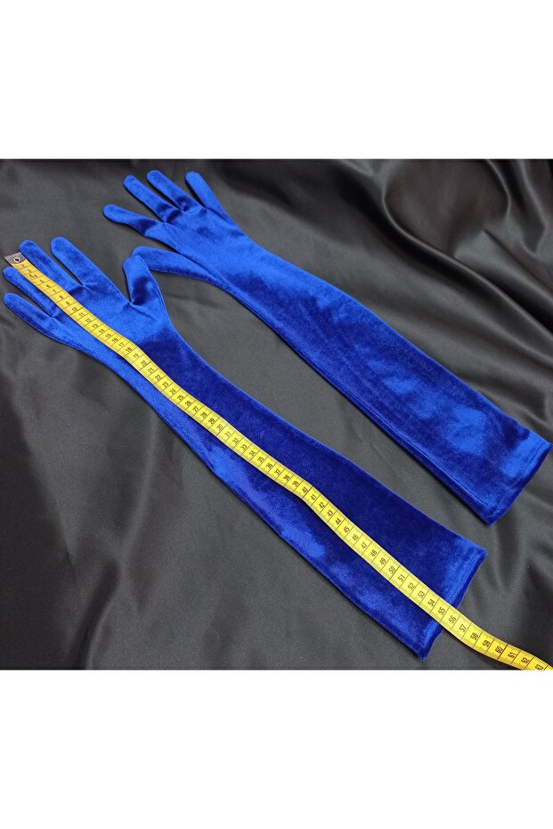 Elisabeth kadife opera eldiven saks mavi - 3