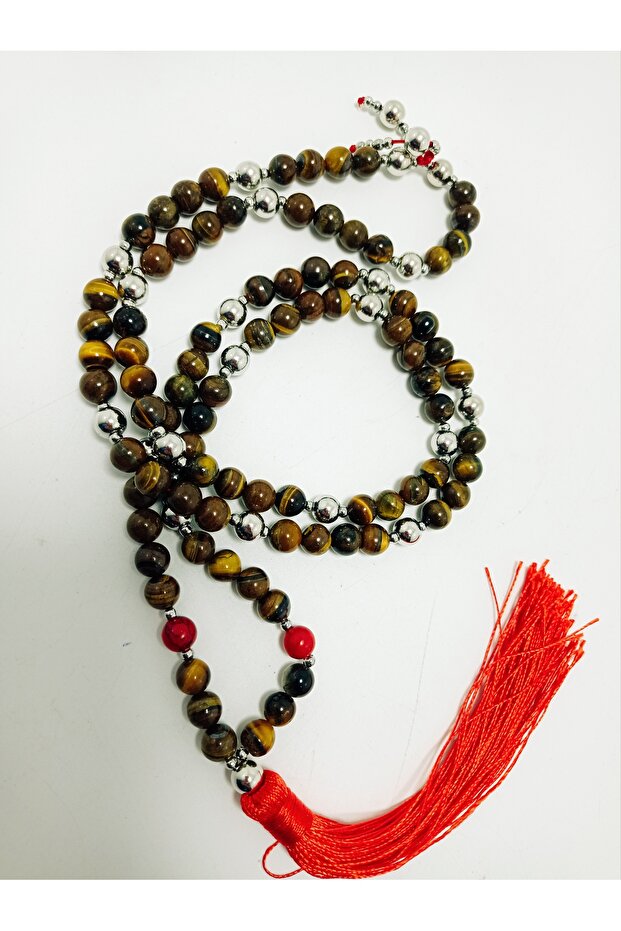 Tiger Eye Natural Stone 108 Mala Long Necklace