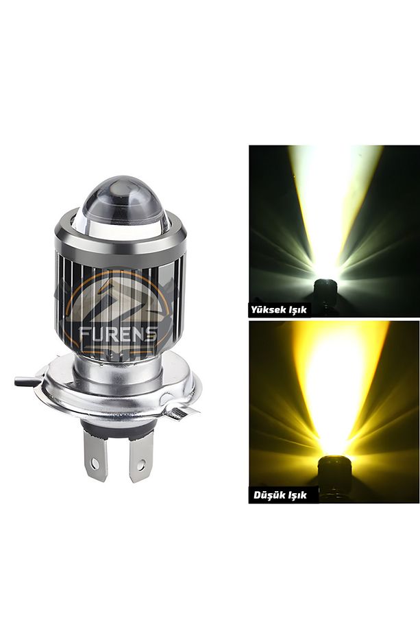 H4 Zenon 3 Fişli  Uyumlu Motorsiklet Farı Çift Devre Uzun Kısa 12v Tek Adet Fiyatıdır - 6