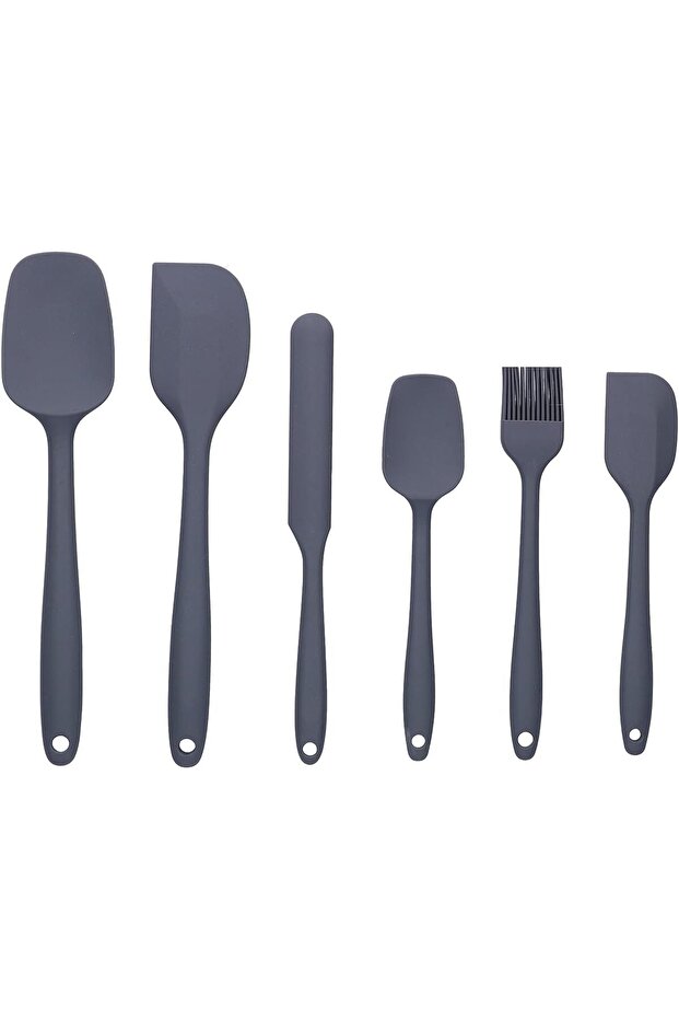 High quality heat resistant non-flammable non-stick silicone spatula set 6 pieces black