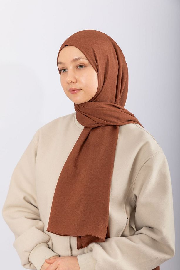 Natural Krep Şal - Sütlü Kahve - 4