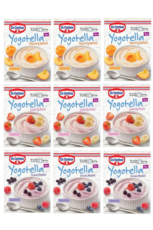 Dr.Oetker Yogotella Çilekli & Muzlu x 3 Adet + Kayısılı & Şeftalili x 3 Adet+ Orman Meyveli x3 Adet - 1