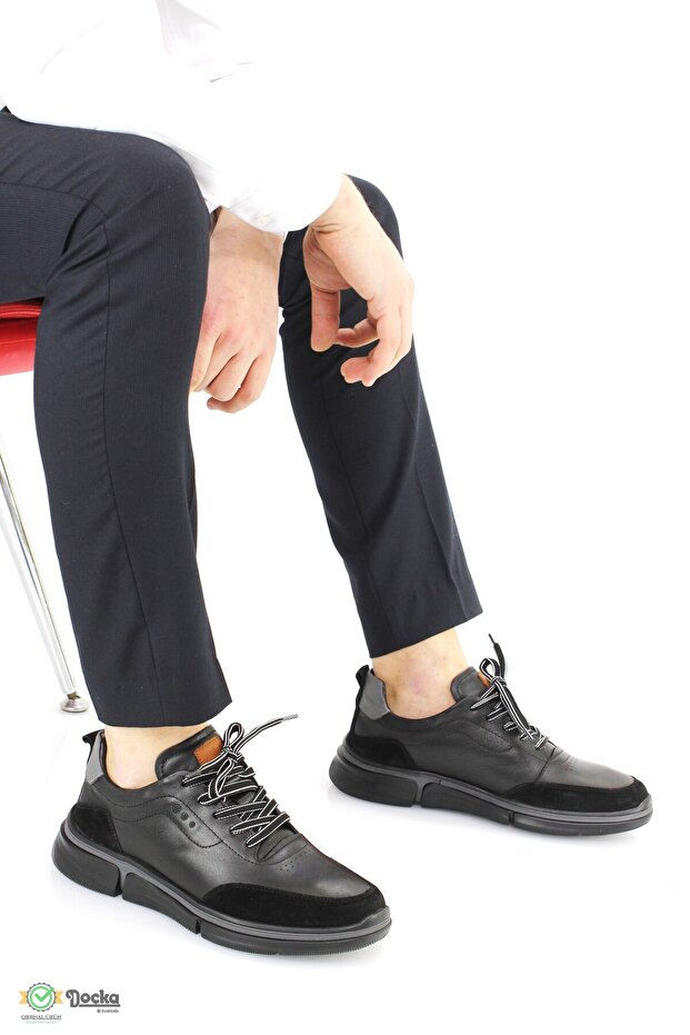 Men's Genuine Leather Daily Soft Light Sole Sports Style Orthopedic Shoes