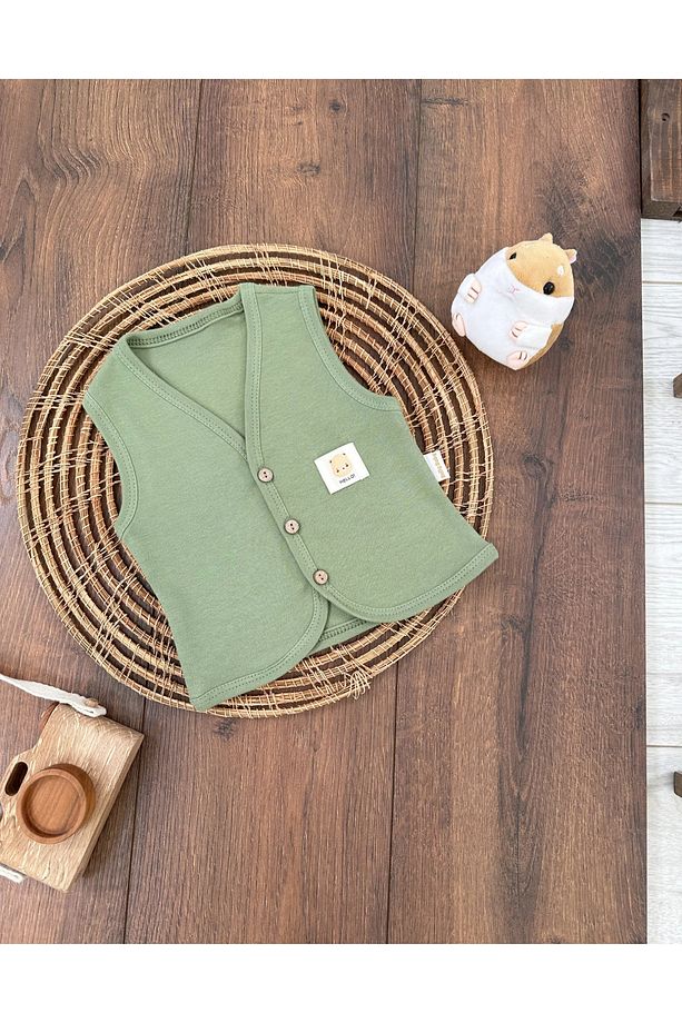 Bebek Yelek 2li Set %100 Organik Pamuk Yumuşak Doku Mevsimlik Unisex Yelek - 2