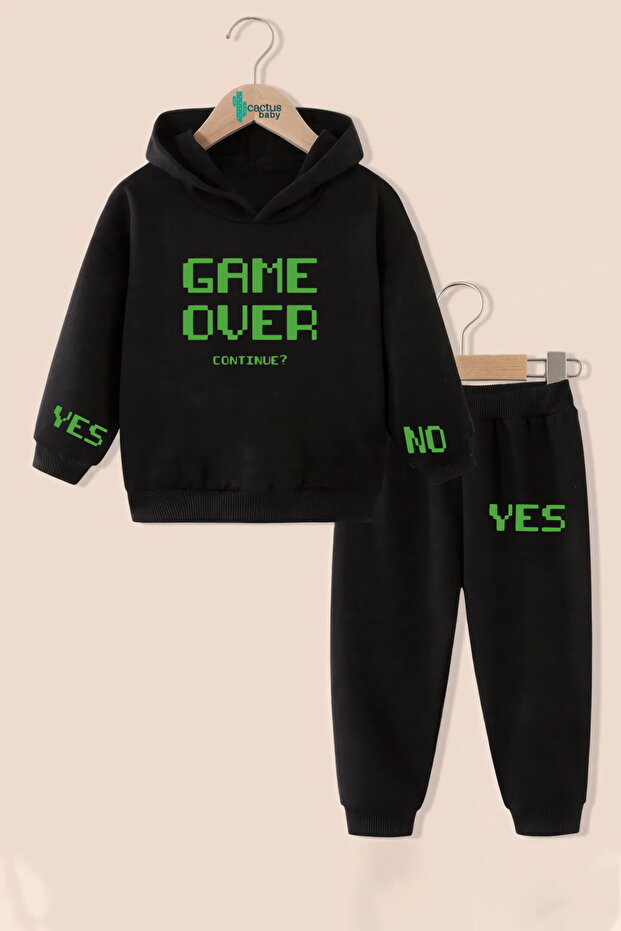 بدلة رياضية CACTUS BABY GAME OVER باللون الأسود