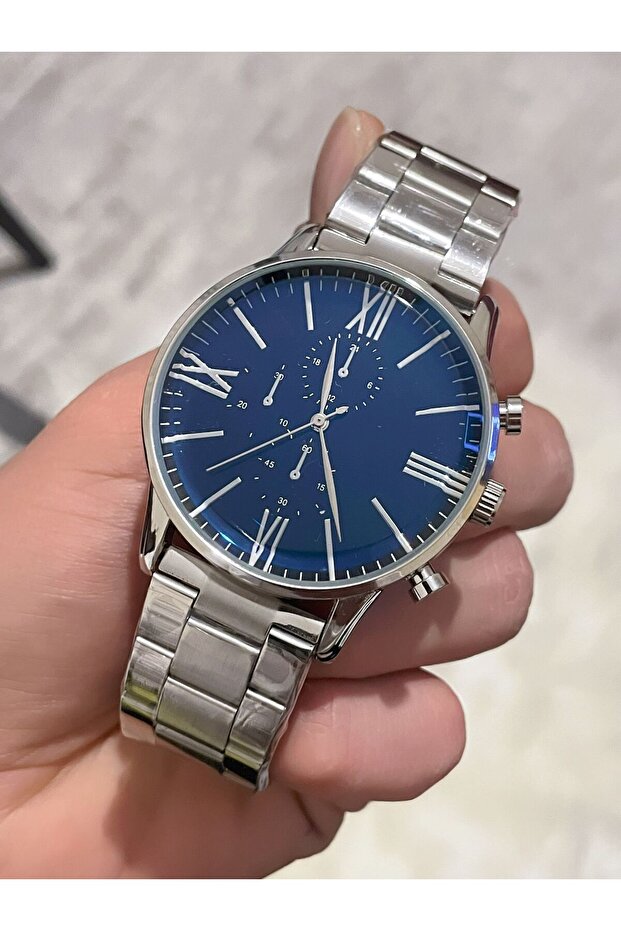 Stylish Steel Cord Men's Wrist Watch with Roman Numerals