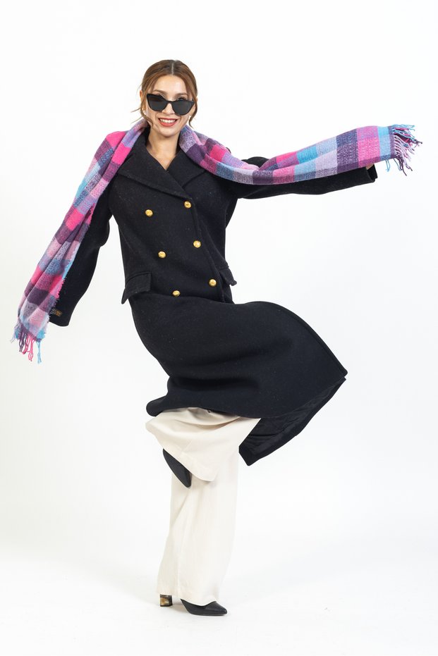 70X190 cm Plaid Wool Shoulder Shawl - Durable Acrylic