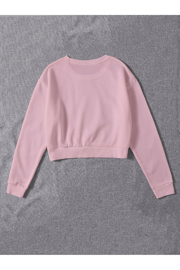 Kadın Basic Crop İçi Polarlı Oversize Sweatshirt - 2