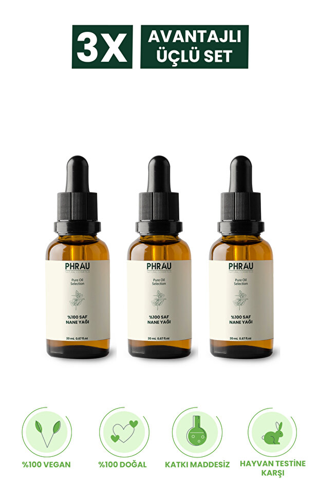 100% Pure and Natural Peppermint Essential Oil 20ml Advantageous 3-Pack Set