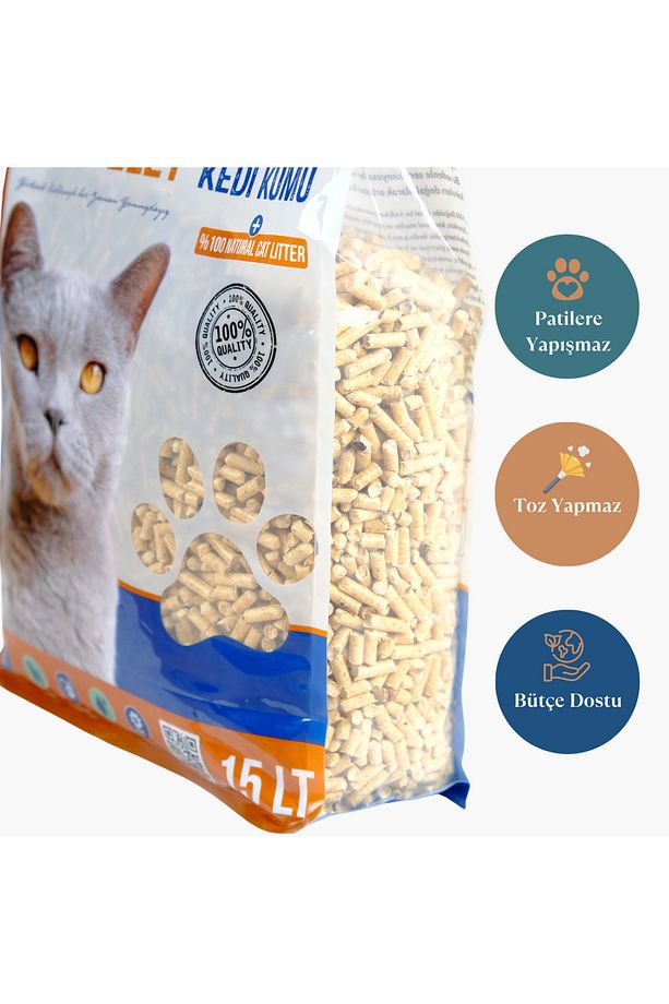 Çam Peleti Kedi Kumu 45 Lt (15LT X 3 ADET) Yavru/yetişkin Kediler Için - 3