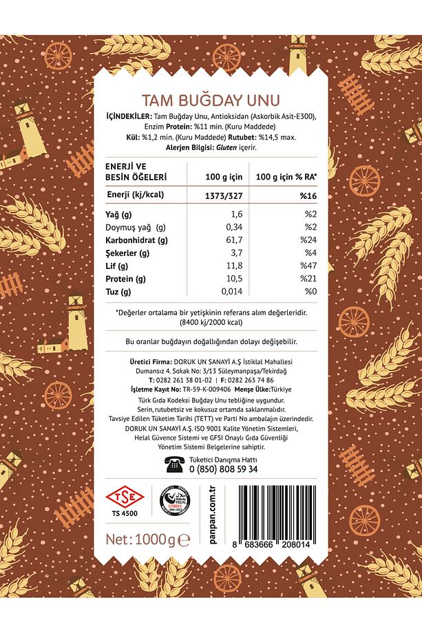 Tam Buğday Unu 1kg x 3 Adet - 4