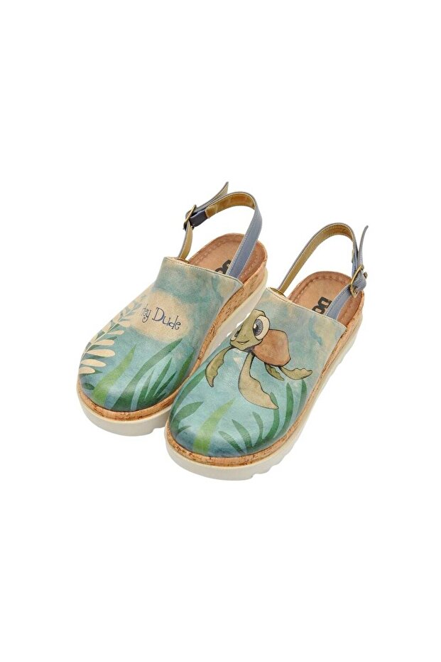 Women's Vegan Leather Blue Thick Sole Sandals - Caretta-hey Dude Design