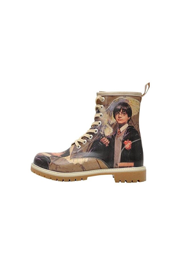 Women's Vegan Leather Multicolor Long Boots - Warner Bros Harry And Hedwig Harry Potter Design