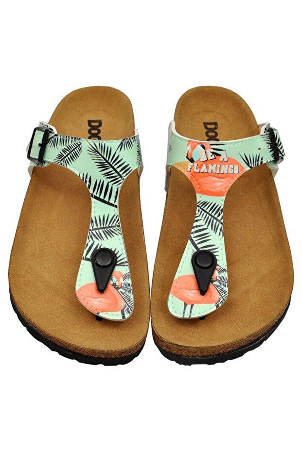 Women's Vegan Leather Turquoise Flip Flops - Be A Flamingo Design