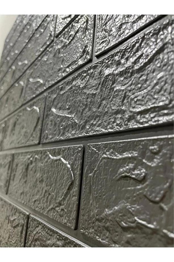 50x70cm (0,35m2) Gri Kendinden Yapışkanlı Duvar Kağıdı Esnek Köpük Panel 3d Tuğla Desen - 2