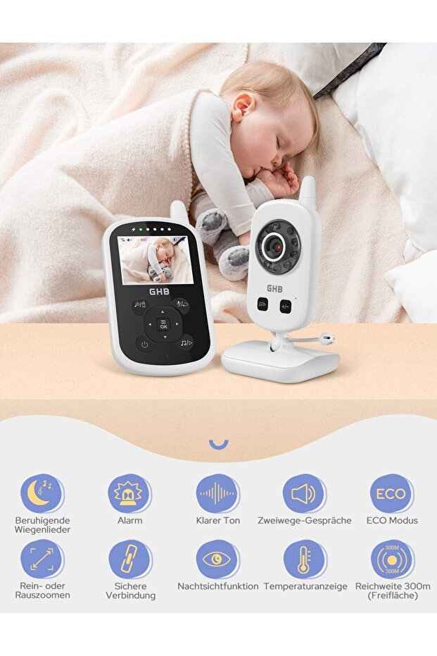 Kameralı Video, Bebek Monitörü, 2,4 GHz, İnterkom Fonksiyonu, Eco Modu, Gece Görüşü - 2