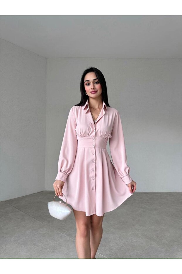 Gömlek Formlu Mini Elbise - 2