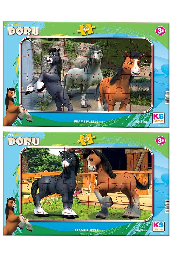 Ks Games TRT Çocuk Doru 24 parça 2 li Frame Puzzle/Yapboz Set - 1