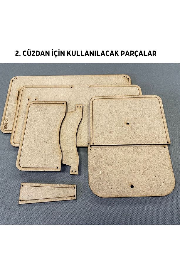 Hobi Deri 1 Şablon 3 Farklı Cüzdan Yapım Kalıbı 8 Parça Kalıp Ib09 - 5