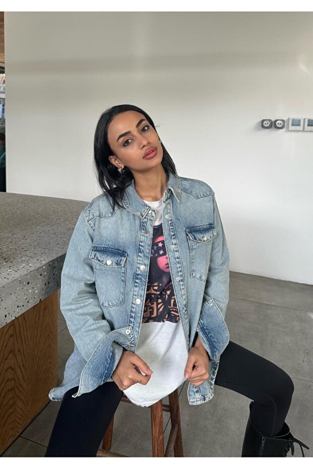 Yıkamalı Denim Gömlek - 2